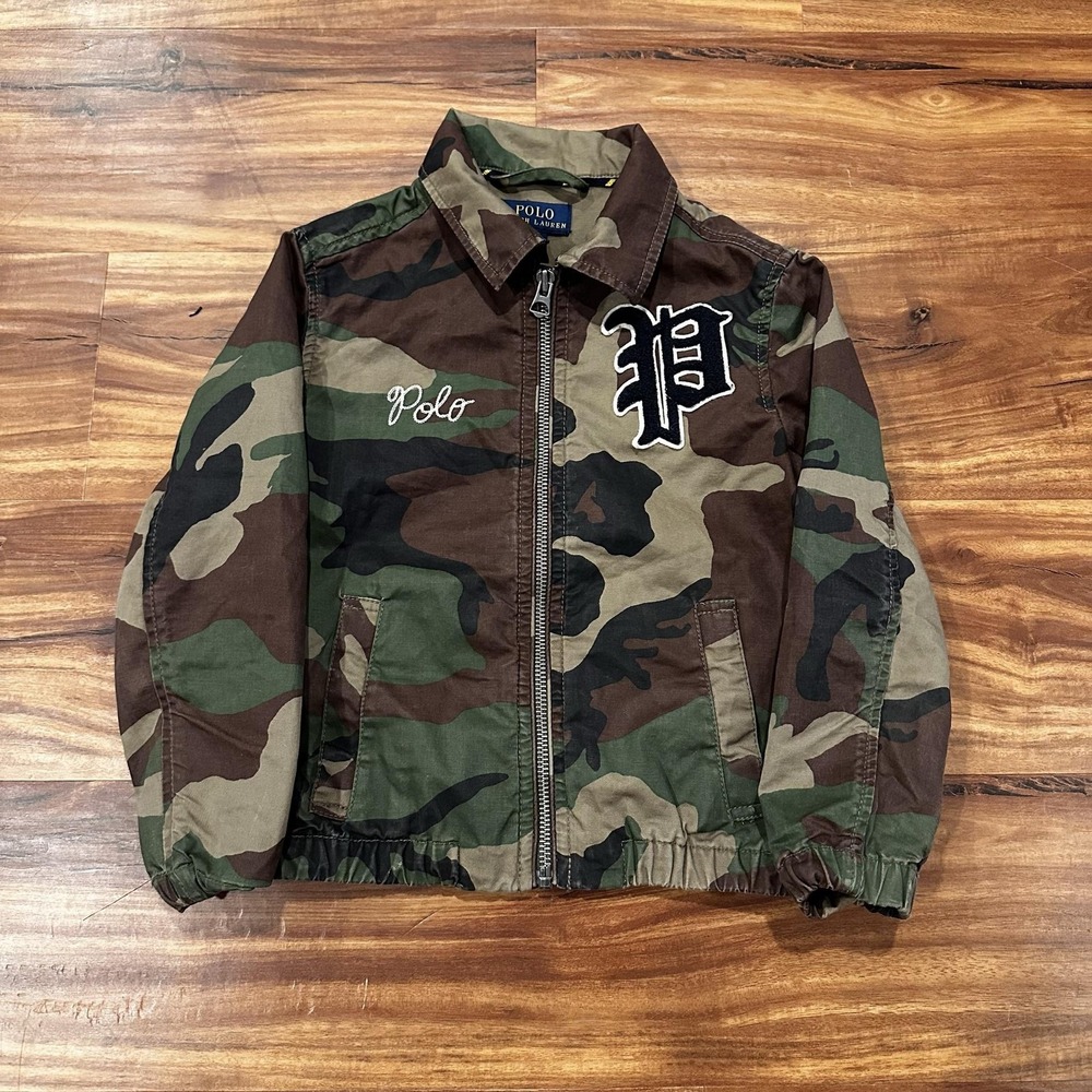 Polo Ralph Lauren Jacket Youth 4 Camo Class Of 67 Military Full Zip Embroidered